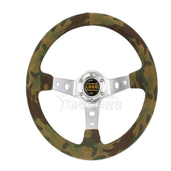 

14-inch car modified steering wheel mp deep wheel frosted leather camouflage racing velour steering cover