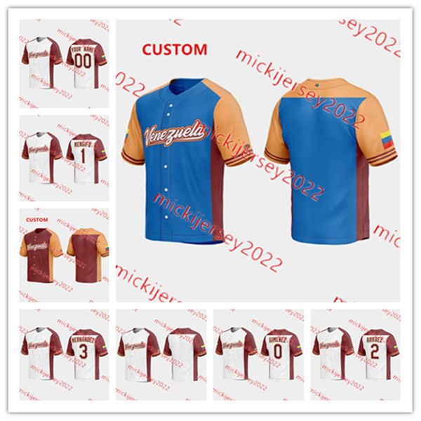 

2023 wbc venezuela baseball jersey custom stitched 14 gleyber torres 16 omar narvaez 24 miguel cabrera 25 anthony santander 27 jose altuve j, Black
