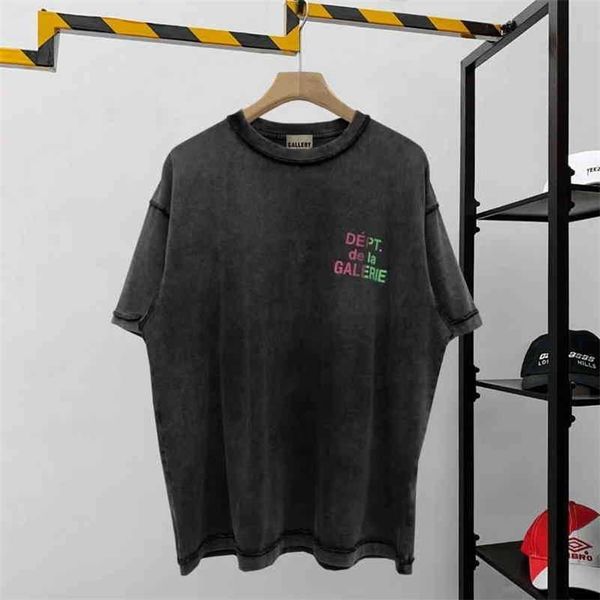 

gallerydept designer shirt hop fashion hip shirts high street fashion brand gd used wash loose round neck print short sleeve t-shirt men wul, White;black