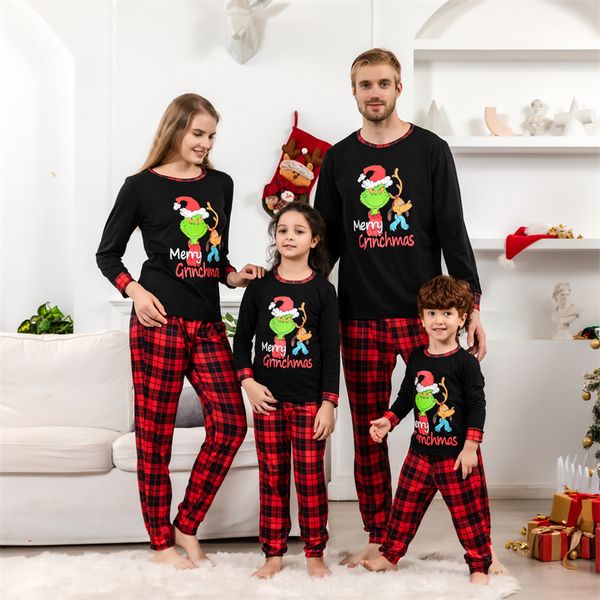 

family matching outfits funny christmas family matching pajamas sets xmas daddy mommy and me pj's clothes plaid father mother kids pyja, Blue
