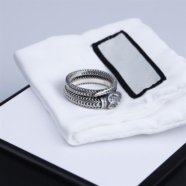 

s925 sterling silver snake ring new three-dimensional king snake winding spirit snake ring retro trend men and women ring289c