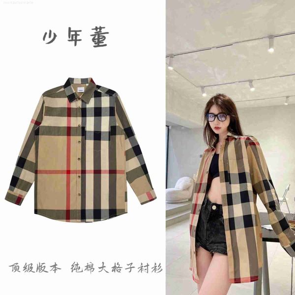 

bburbry luxury designer shirt fall new classic large plaid for lovers highend fashion casual allcotton shirt, White;black
