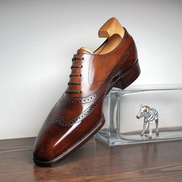 

mens brown derby lace up black square toe business mens shoes handmade dress shoes wedding shoe for men