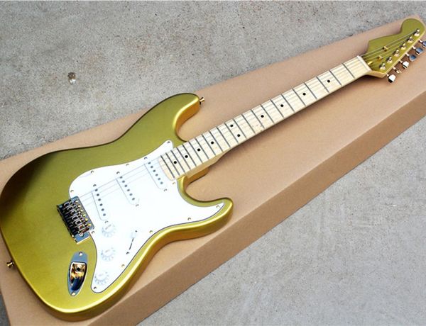 

factory whole gold electric guitar with reversed headstockmaple fretboardwhite pickguardcan be customized as request7035359