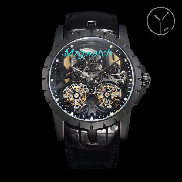 

ys watch rd01 true double tourbillon manual chain up diameter 45mm thickness 13mm crocodile belt sapphire crystal glass, Slivery;brown