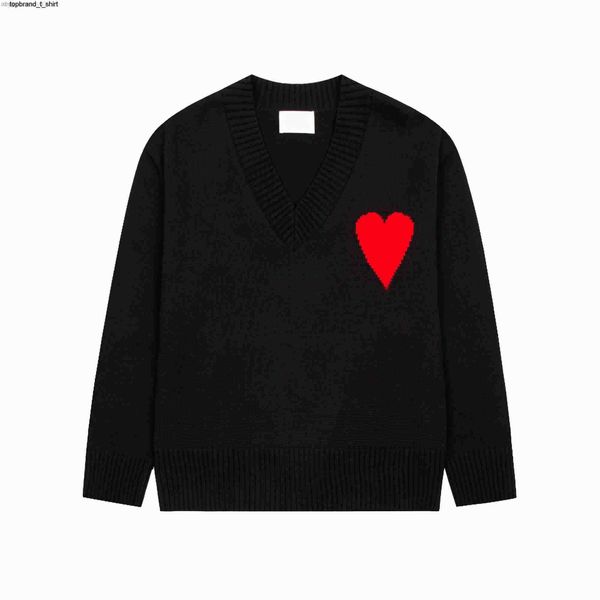 

men's sweaters amis designer fashion brand mens embroidered love sleeve men streetwear, Black