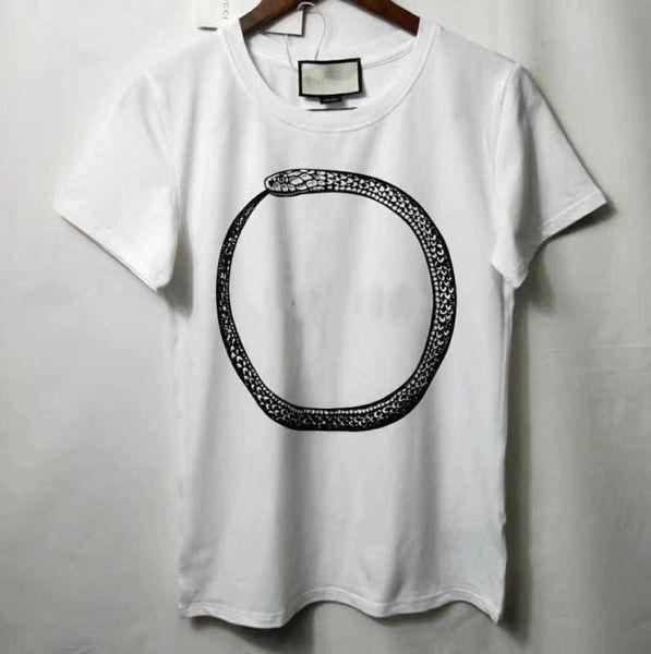 

23ss luxury europe italy summer snake tshirt fashion men women t shirt casual cotton tee top, White