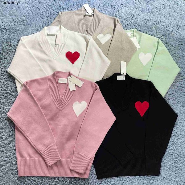 

men's sweaters designer amis 2023 winter color love women's loose fashion streetwear sweater, Black