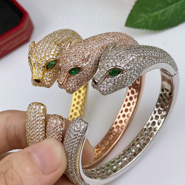 

panthere bangle charm bangle for woman designer diamond emerald gold plated 18k t0p quality official reproductions classic style fashion jew, Black