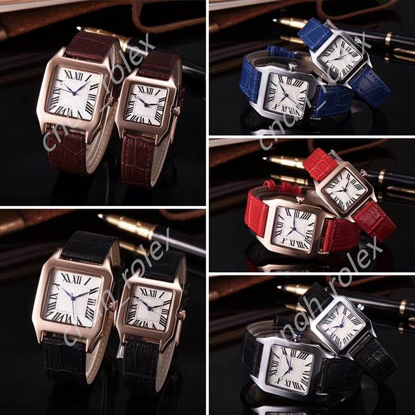

famous designer fashion man/women brand watch casual leather strap new dress luxury automatic quartz watch square relojes de marca wristwatc, Slivery;brown