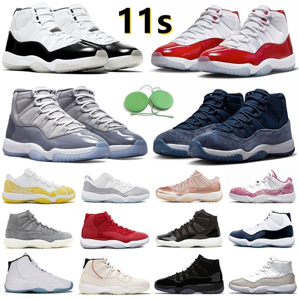 

11 11s mens basketball shoes cherry dmp midnight navy cool grey pure violet citrus legend gamma unc blue bred cap gown concord space jam wom, Black