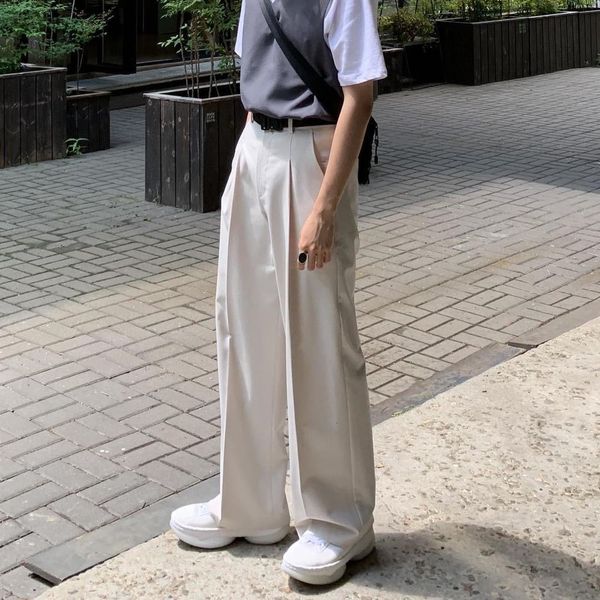 

men's pants harajuku wide suit pants men solid color casual pants korean fashion streetwear straight trousers male blazer pants 230316, Black