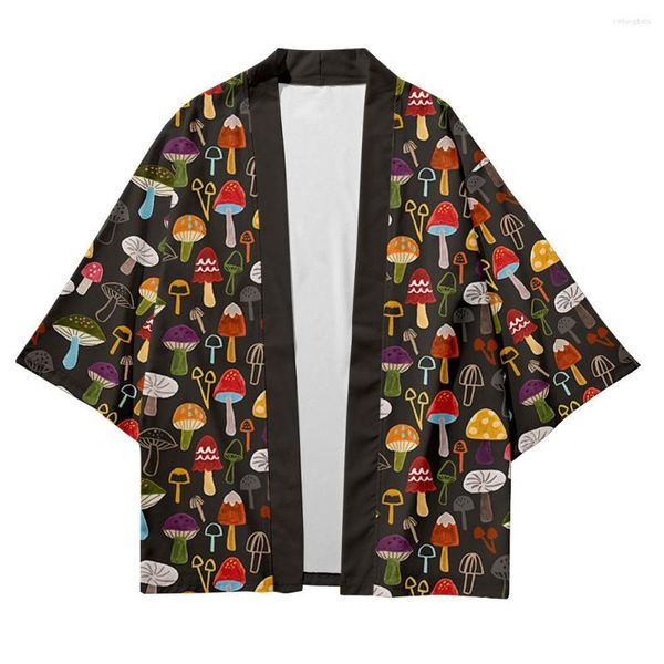 

ethnic clothing mushroom print beach fashion japanese kimono 2023 plus size 5xl 6xl robe cardigan men shirts yukata haori women's, Red
