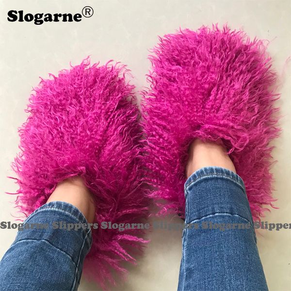 

slippers womens autumn winter fur slippers plus size woman luxury ry faux plush warm home cotton shoes indoor slides 230316, Black
