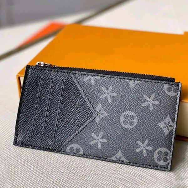 

keychain m62650 womens key coin purse wallet black flower viutonity poke card holder genuine leather luxury designer small fashion wallets c, Red;black