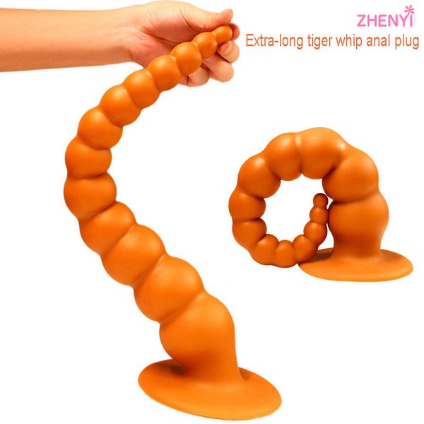 

briefs huge tiger whip anal plug beads silicone big butt plug vagina stimulate g spot prostate massager erotic toy for men women, Black;white