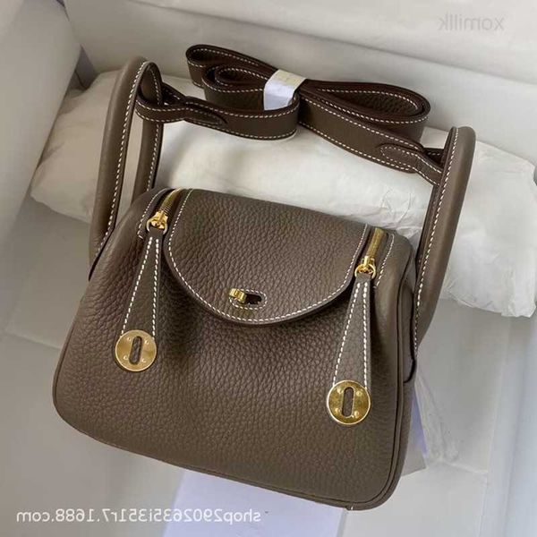 

h lind tote bag tc cow leather wax thread hand stitched mini lindy portable one shoulder cross body women s 6y42