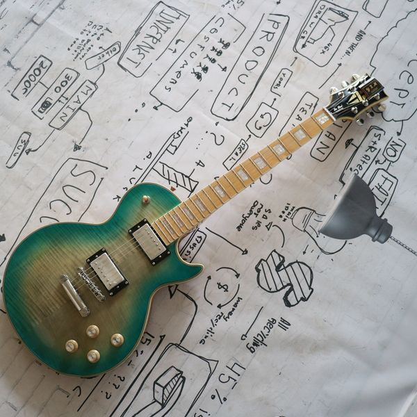 

maple fingerboard, yellow-green gradient piano body high-end pickup, travel guitar, package mail home