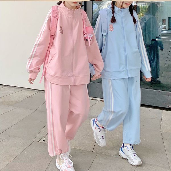 

women's two piece pants hoodies women 2 pieces sports jk kawaii hoodies sweatpants trousers sets preppy style girls summer streetwear c, White