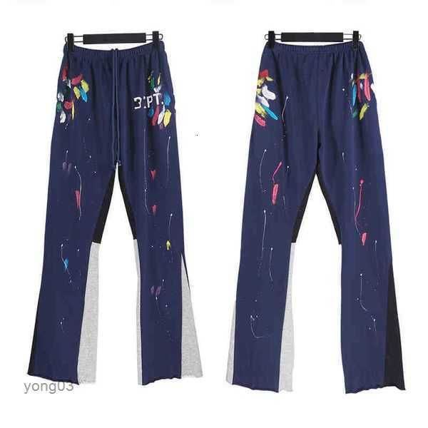 

galleryes ink patching hand-painted pants designer dept sweatpant splashing graffiti pant men's women's sports micro flare 2q2jj 5, Black