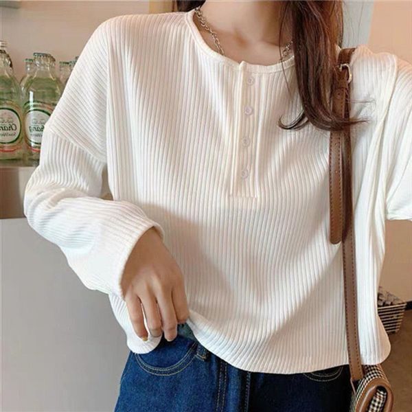 

women's sweaters yasuk spring autumn summer solid casual t-shirts pullover women's long short sleeve slim knitted soft versatile b, White;black
