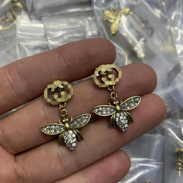 

high classic 18k gold plated stud designer double g earring luxury geometric crystal heart-shaped couple earrings for woman wedding birthday, Golden;silver