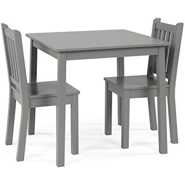 

humble crew grey kids wood table and 2 chairs set square