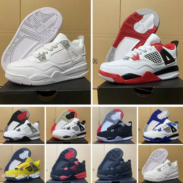 

basketball shoes for kids women 4s military cat sail red thunder white oreo cactus jack blue university infrared cool grey sports sneakers, Black
