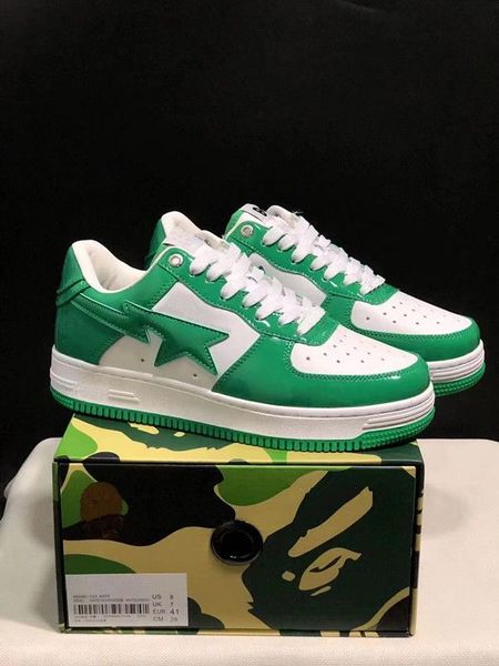 

designer a bathing ape sk8 casual shoes low for men sneakers patent leather black white blue camouflage skateboarding plate-forme trainers s