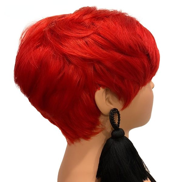 

pixie cut short human hair wigs red colored full lace for black women party cosplay brazilian remy hair bob wig for black women, Black;brown
