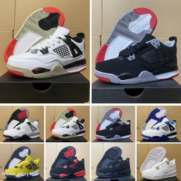 

basketball shoes for kids 4s military cat sail red thunder white oreo cactus jack university infrared cool grey mens sports sneakers, Black