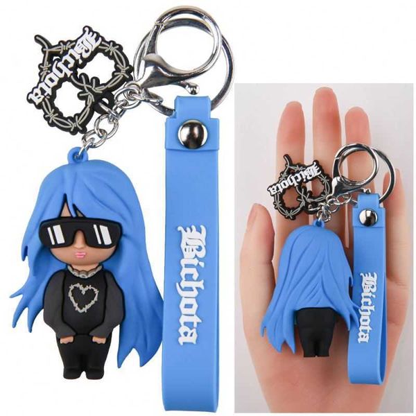 

selling karol g factory wholesale glow in dark custom soft plastic eco pvc custom bad bunny keychain, White;pink