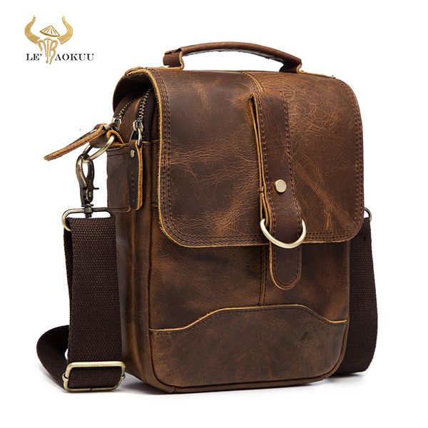 

waist bags original leather male design casual shoulder messenger bag cowhide fashion 8" tote crossbody mochila satchel bag for men 143