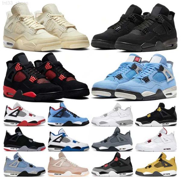 

4 retro basketball shoe 4s military black blank canvas university blue white cement sail back cat mens trainer outdoor sports sneakers