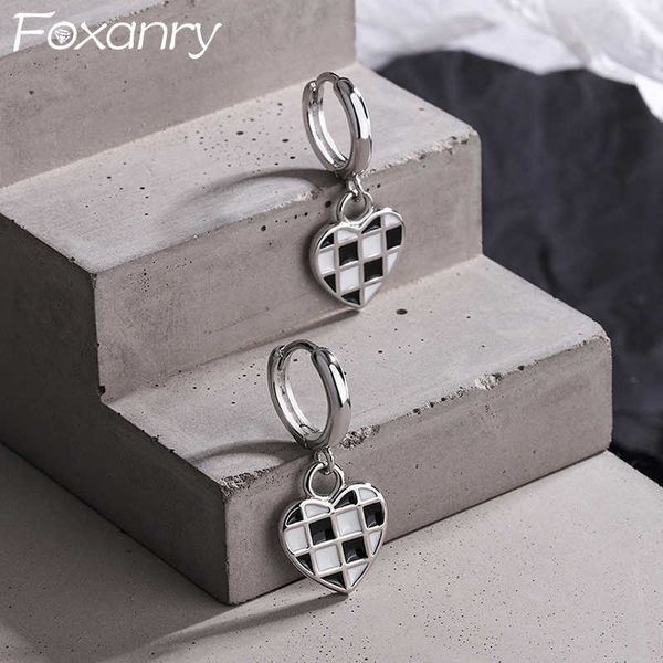 

charm anry prevent allergy silver color earrings for women fashion creative drop glaze black white plaid party jewelry gifts l230315, Golden