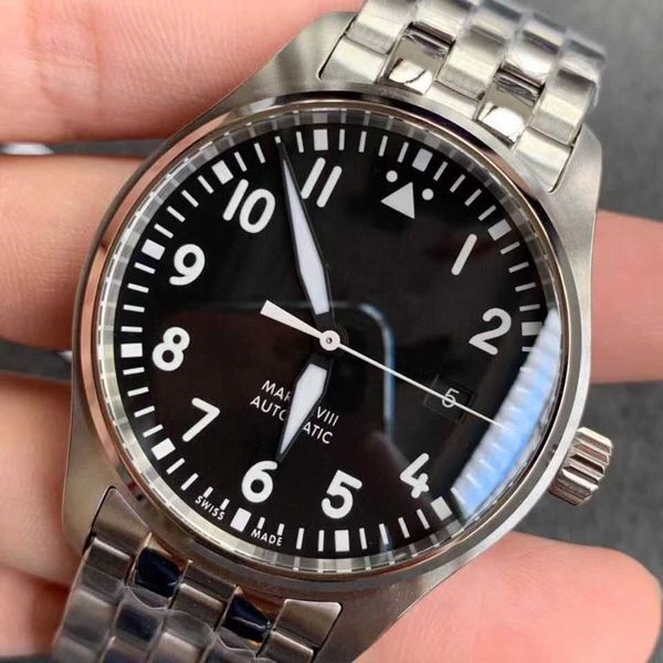 

v7 mark 18 automatic mechanical men's watch luminous black dial 2892 movement men's watch steel belt waterproof watch, Black;brown