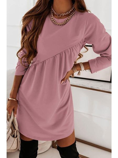 

casual dresses women's irregular dress fall winter ladies folds individuality pink long sleeves fashion female mini dress trend 230316, Black;gray