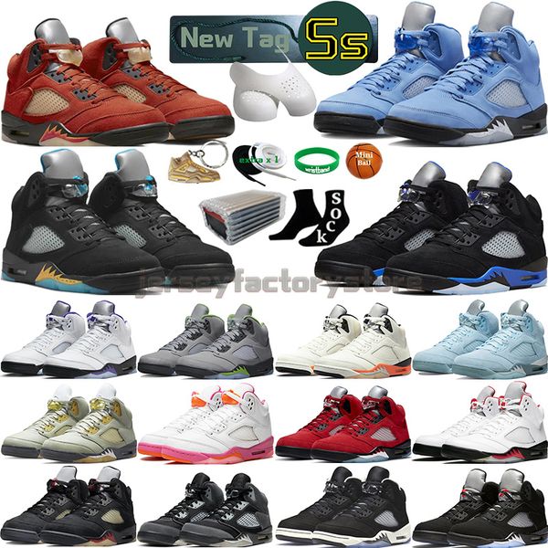 

with box 5 basketball shoes for men women 5s craft aqua concord unc green bean racer bluebird oreo metallic raging fire red we the jade hori