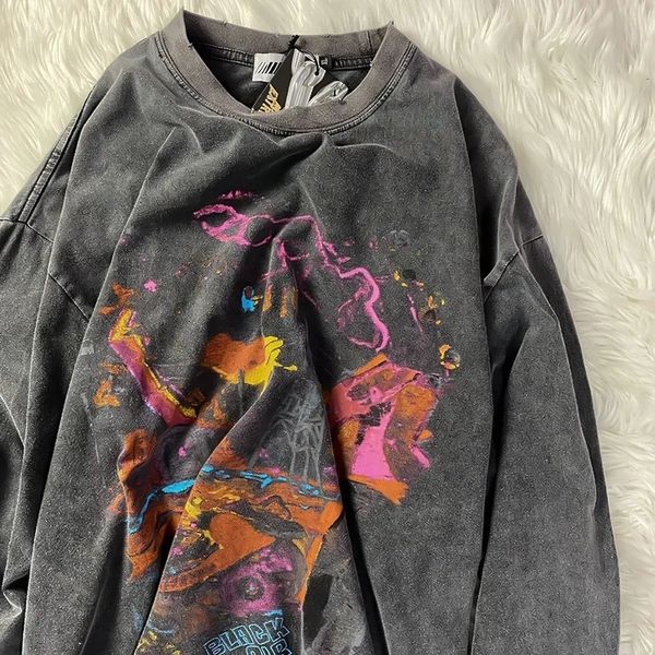

womens tshirt zsiibo oversized tshirt long sleeve street hip hop oneck goth casual harajuku grunge y2k tees pullover vintage clothes 230316, White