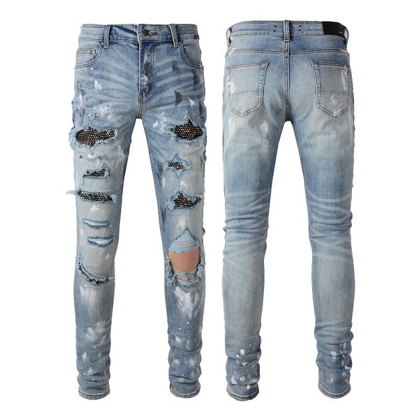 

2023 new arrivals mens luxury designer denim jeans holes trousers jean amiris amirs coolguy biker pants man clothing #6626, Blue