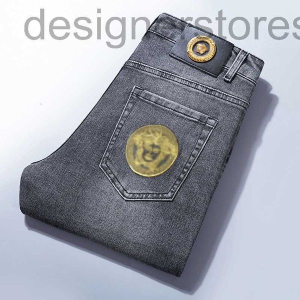 

men's jeans designer grey denim trousers spring and summer casual stretch slim fit cropped light luxury men's wear 5umz, Blue