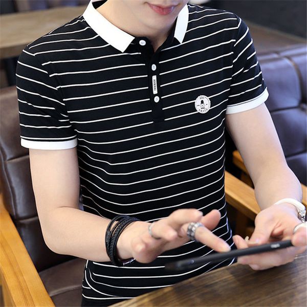 

men's polos men summer polo shirts striped polo men 230316, White;black