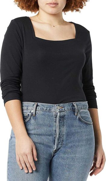 

women tees square neck t-shirt girls long sleeve clothes fashion t-shirtfiyd, White