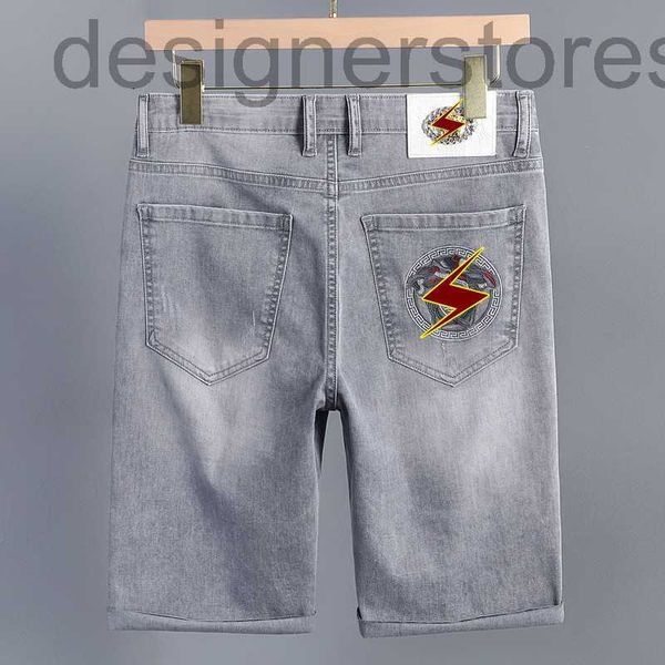 

men's jeans designer 2022 summer quarter jeans men's shorts embroidered slim stretch thin pants aa91, Blue