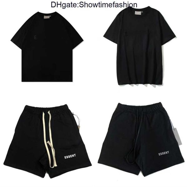 

ess mens t-shirts and polo shirts fog double thread three-dimensional silica gel letter trend loose high street brand couple short sleeve, White;black