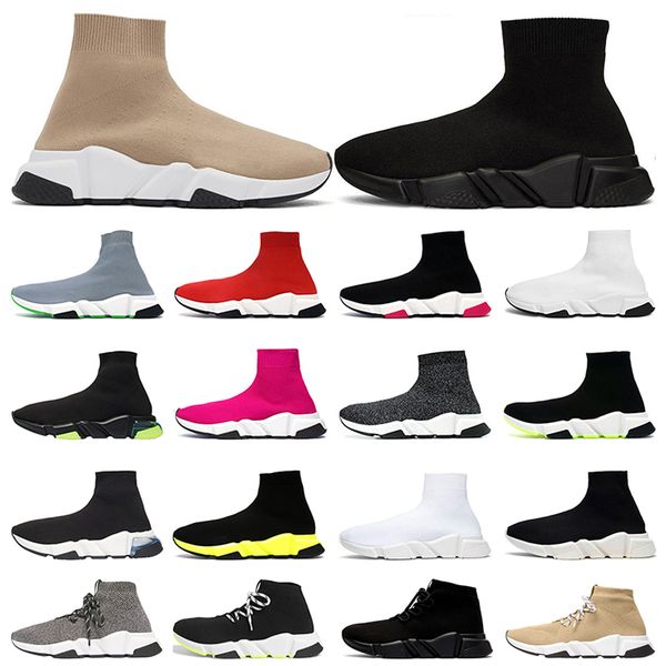 

2023 designer fly knit socks shoes speed 1.0 2.0 platform mens runner triple black white graffiti womens slip-on speedy sneakers classic tra