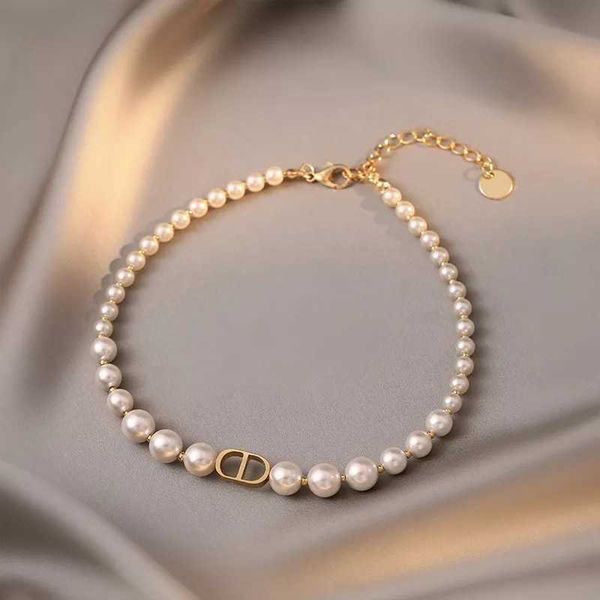 

pendant necklaces strands strings cd pearl necklace female summer light luxury niche design sense advanced splicing fashion temperament neck, Silver