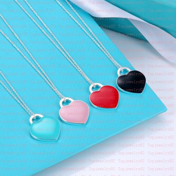 

luxury double heart necklace ladies stainless steel heart-shaped diamond pendant designer neck jewelry christmas gift women accessories whol, Silver