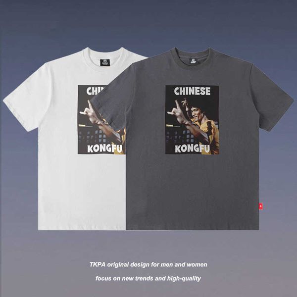 

men's t-shirts tkpa american hip hop street martial arts detail print high street style short sleeve t-shirt men's loose fashion b, White;black
