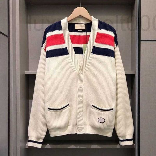 

men's sweaters designer men classic stripe cardigan v-neck street tees loose for couple winter warm causel apparel x4nu, White;black